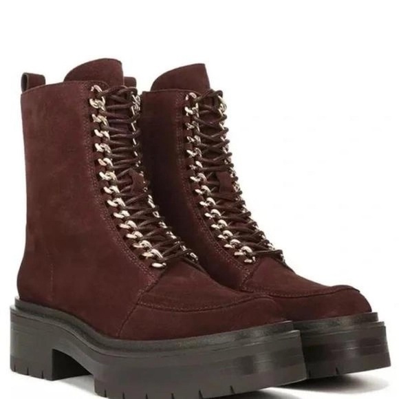 Sam Edelman Lovrin Burgundy Suede Platform Combat Boots 7 NWT - Picture 3 of 8